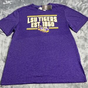 LSU Tigers Mens Shirt XL College Purple Team Logo Spellout Est 1860 Licensed NEW